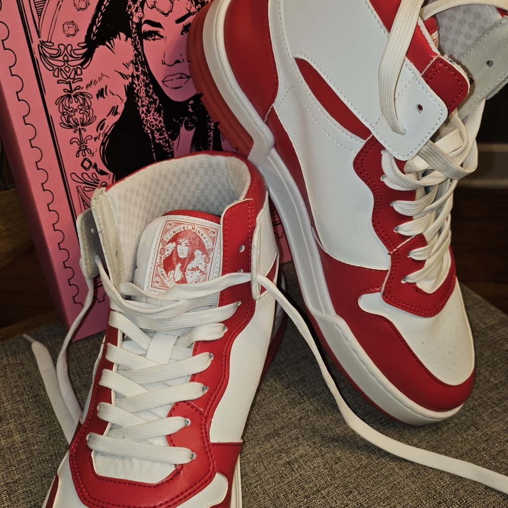 Nicki Minaj Red & White High-Top Mens Sneakers